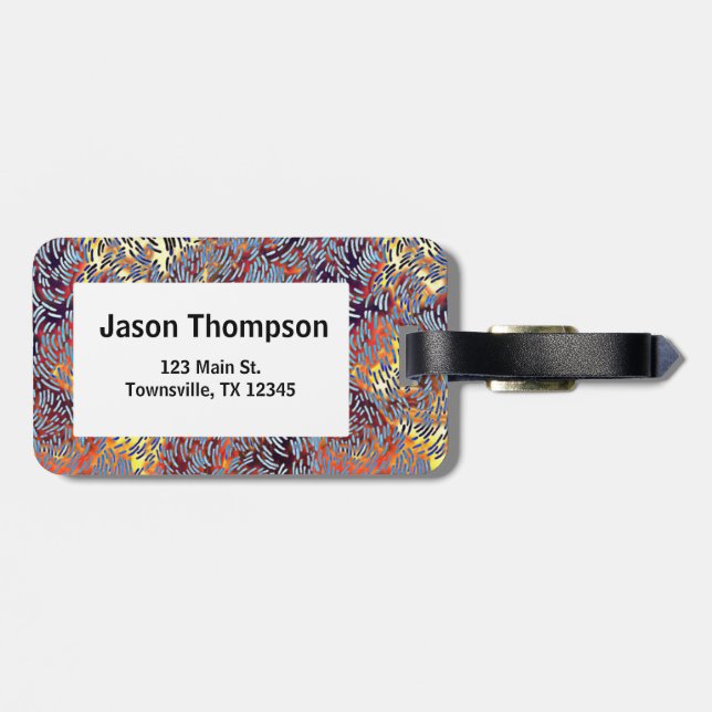 Modern Abstract Art Red Yellow Black Luggage Tag (Back Horizontal)
