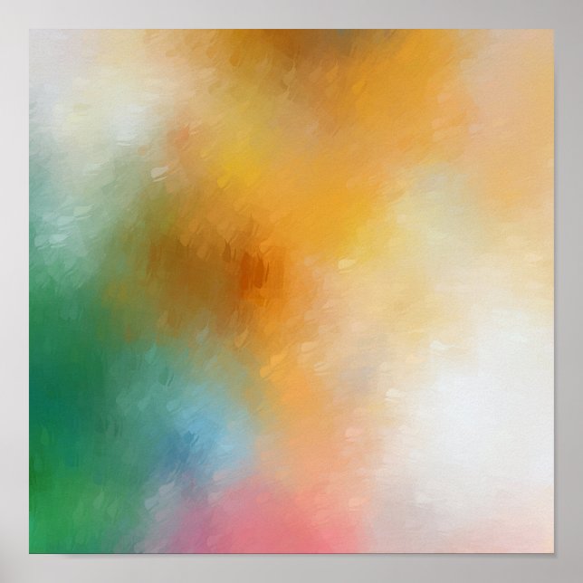 Modern Abstract Art Red Yellow Blue Green Pink Poster (Front)