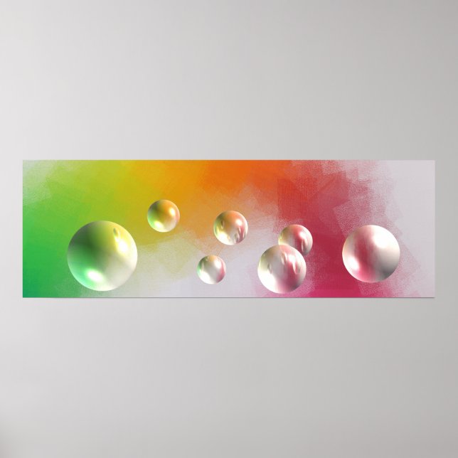 Modern Abstract Art Red Yellow Blue Green Poster (Front)