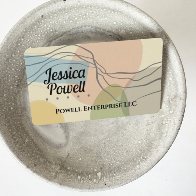 modern abstract art shapes and lines soft colours  business card (Creator Uploaded)