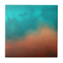 Modern Abstract Art Teal Turquoise Blue Orange