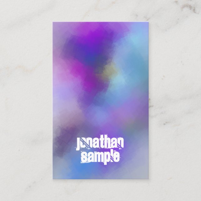 Modern Abstract Art Template Distressed Text Business Card (Front)