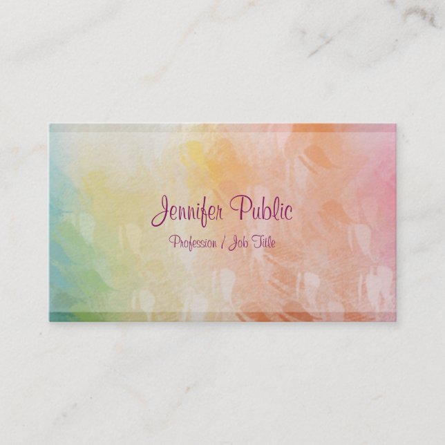 Modern Abstract Art Trendy Colourful Design Elegan Business Card (Front)