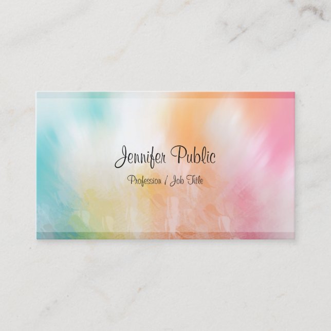 Modern Abstract Art Trendy Elegant Colourful Desig Business Card (Front)
