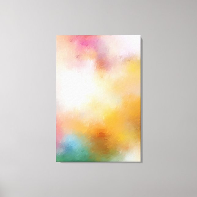 Modern Abstract Art Trendy Green Blue Yellow Red Canvas Print (Front)