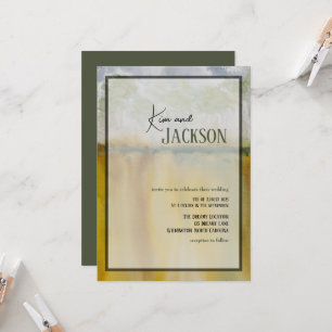 Modern Abstract Art Watercolor Wedding Invitation