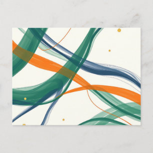 Modern Abstract Art with Sweeping Lines and Golden Postcard