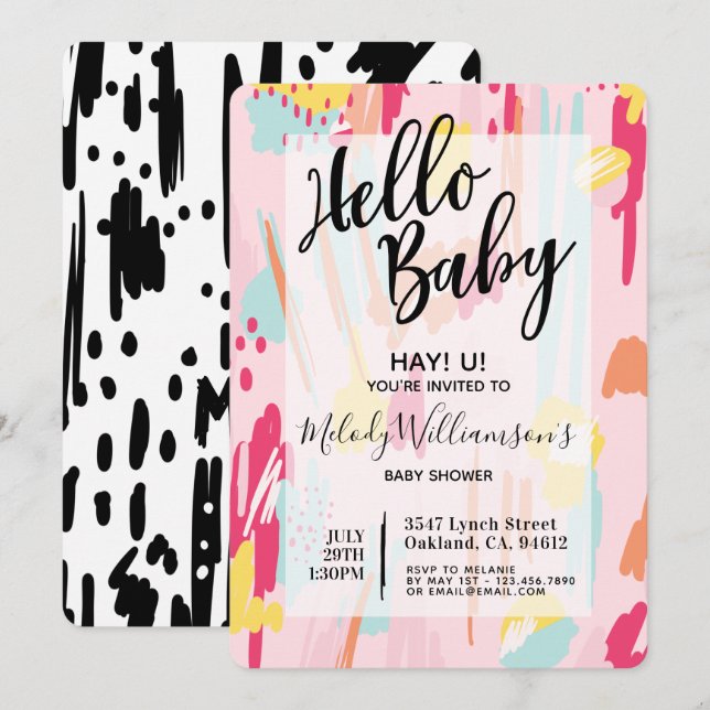 Modern Abstract Artistic Baby Shower Invitation (Front/Back)