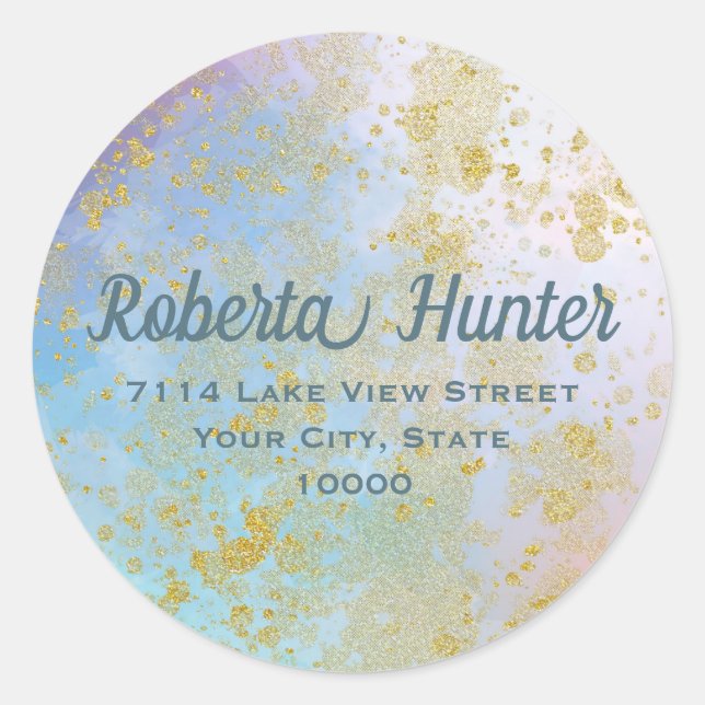 Modern Abstract Artistic Custom Return Address Classic Round Sticker (Front)