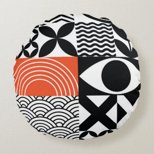 Modern Abstract: Artistic Design Canvas. Round Cushion