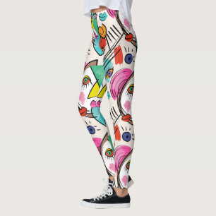 Modern Abstract Artsy Female Faces Leggings