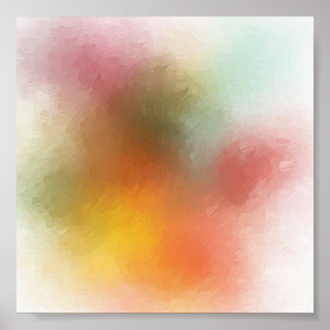 Modern Abstract Artwork Colourful Trendy Red Yello Poster (Front)