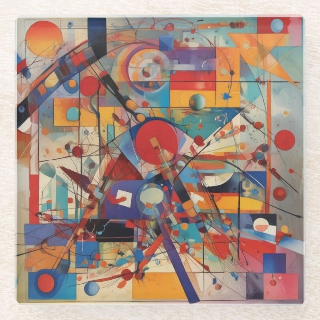 Modern Abstract Artwork Glass Coaster (Front)