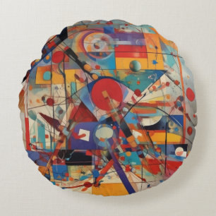Modern Abstract Artwork Round Cushion