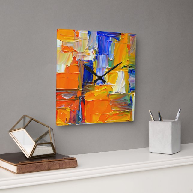 Modern Abstract Artwork Square Wall Clock (Office)