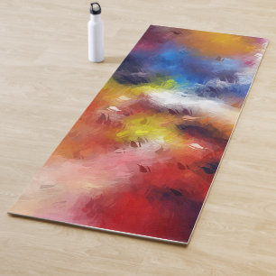Modern Abstract Artwork Template Red Orange Yoga Mat