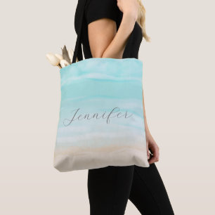 Modern Abstract Beach Personalised Tote Bag