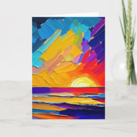 Modern Abstract Beach Sunset Artwork Blank