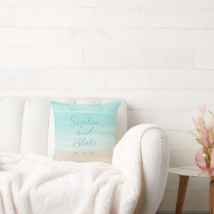 Modern Abstract Beach Wedding Cushion
