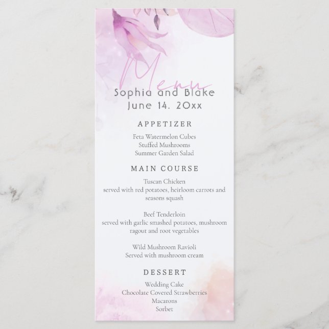 Modern Abstract Beach Wedding Menu (Front)