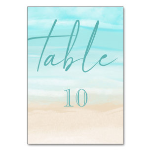 Modern Abstract Beach Wedding Table Number