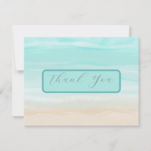 Modern Abstract Beach Wedding Thank You Card (Front)