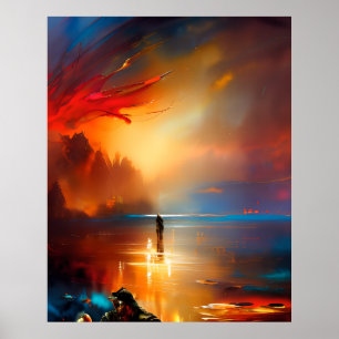 Modern Abstract beautiful colours blue gold teal 2 Poster