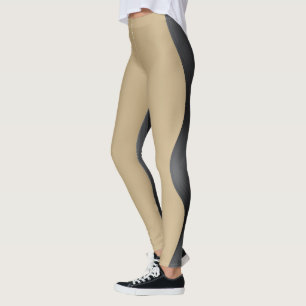 Modern Abstract Beige Black Leggings   Stylish Wom