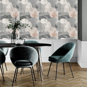 Modern Abstract Beige Grey Pale Green Peel & Stick Wallpaper