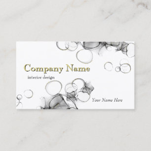 Modern Abstract Black and Gold Alcohol Ink Business Card