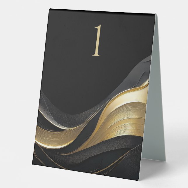 Modern Abstract Black and Gold Elegant Wedding (Front)