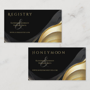 Modern Abstract Black and Gold Elegant Wedding  Business Card