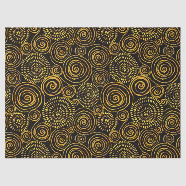 Modern Abstract Black and Gold Geometric Pattern Tissue Paper (Front)