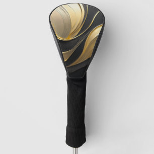 Modern Abstract Black and Gold Golf Head Cover