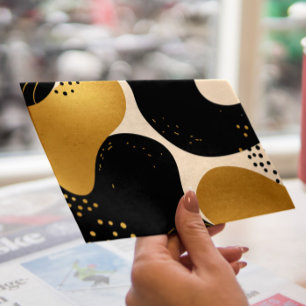 Modern Abstract Black and Gold Organic Pattern Envelope