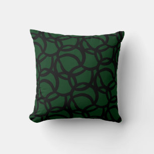 Modern Abstract Black and Green Line Pattern Cushion
