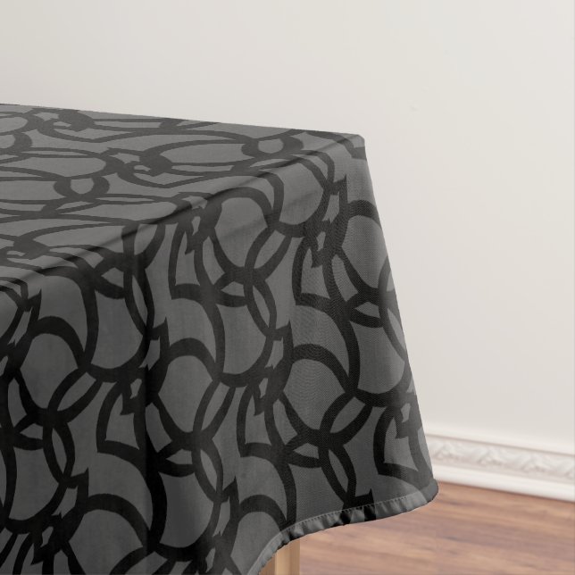 Modern Abstract Black and Grey Pattern Tablecloth (In Situ)
