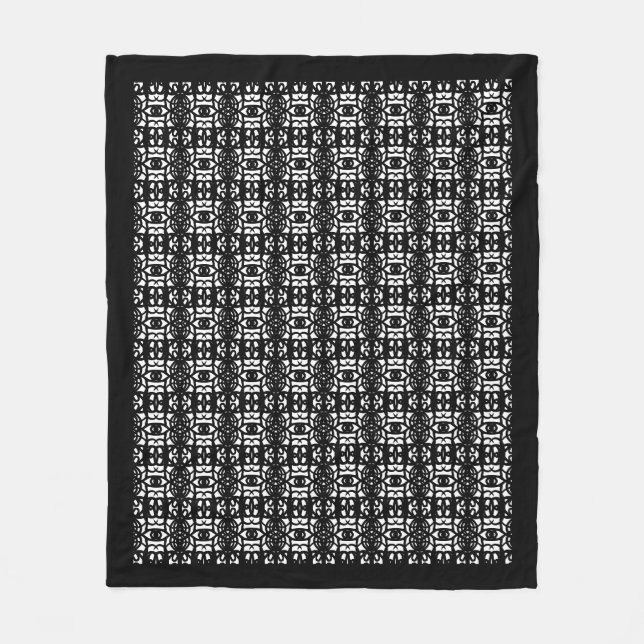 Modern abstract black and white fleece blanket (Front)