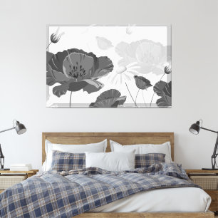 Modern Abstract Black and White Floral I Canvas Pr Print