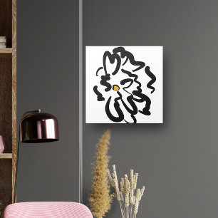 Modern Abstract Black and White Flower Canvas Print