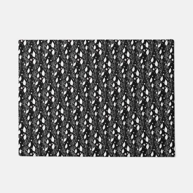 Modern abstract black and white ink illustration doormat (Front)