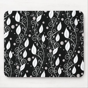 Modern abstract black and white ink illustration mouse mat