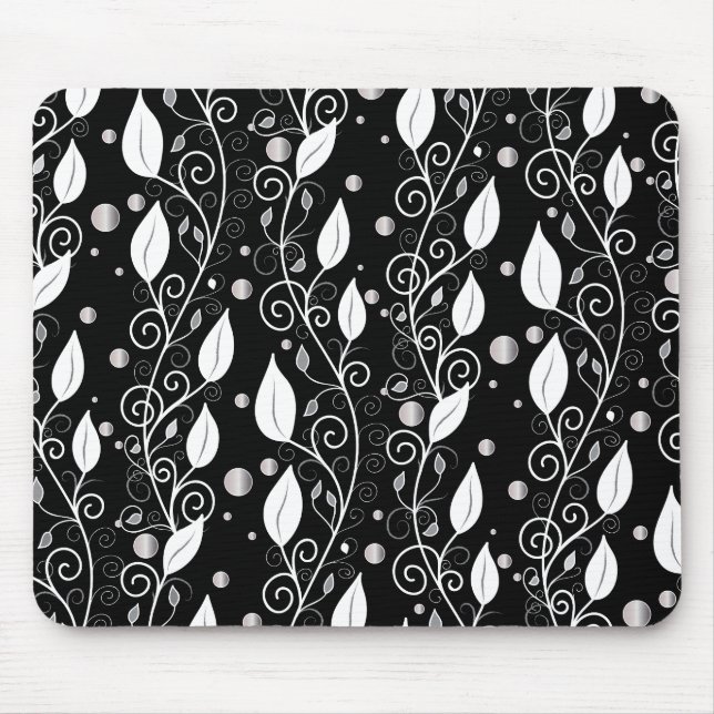 Modern abstract black and white ink illustration mouse mat (Front)