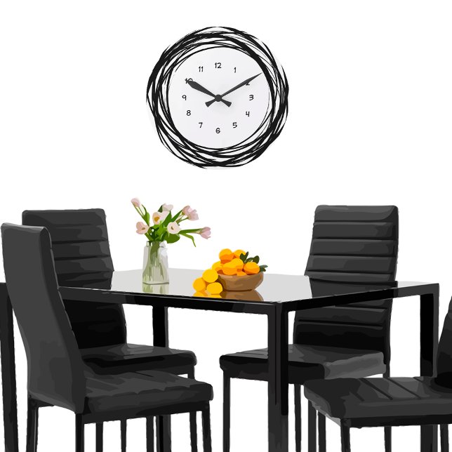 Modern Abstract Black And White Large Clock (Creator Uploaded)