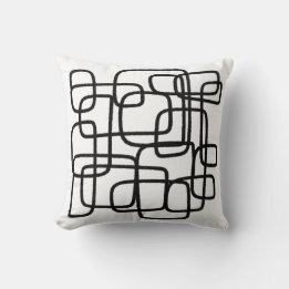 Modern Abstract Black and White Line Art Cushion