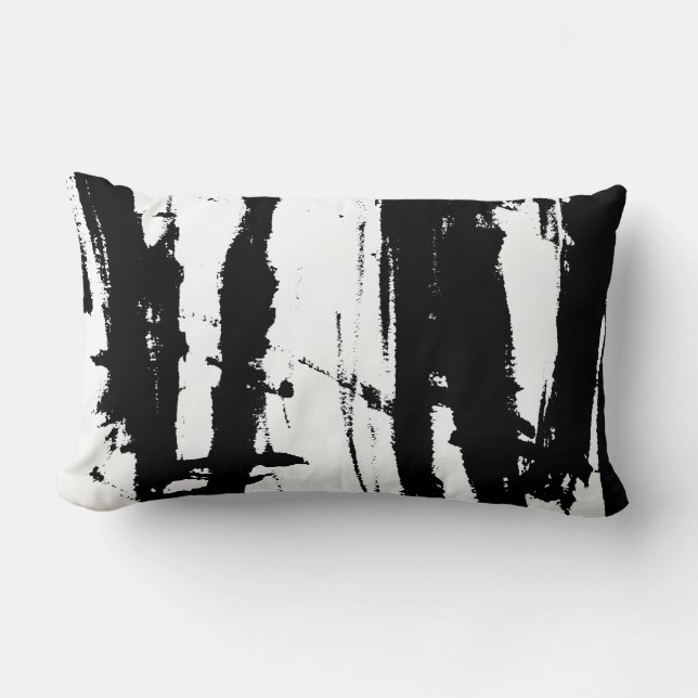 Modern Abstract Black and White Minimalist Pillow (Front)