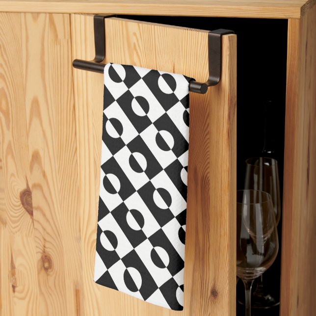 Modern Abstract Black and White Pattern | Tea Towel (Thirds Fold)