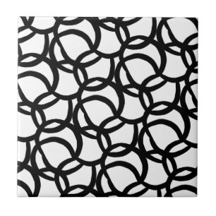 Modern Abstract Black and White Pattern Tile