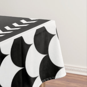 Modern Abstract Black and White Tablecloth