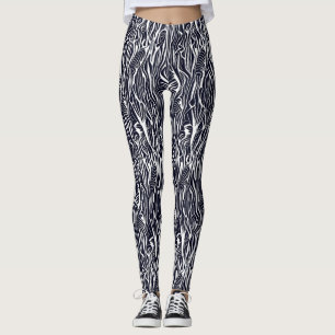 Modern Abstract Black And White Zebra Pattern  Leggings